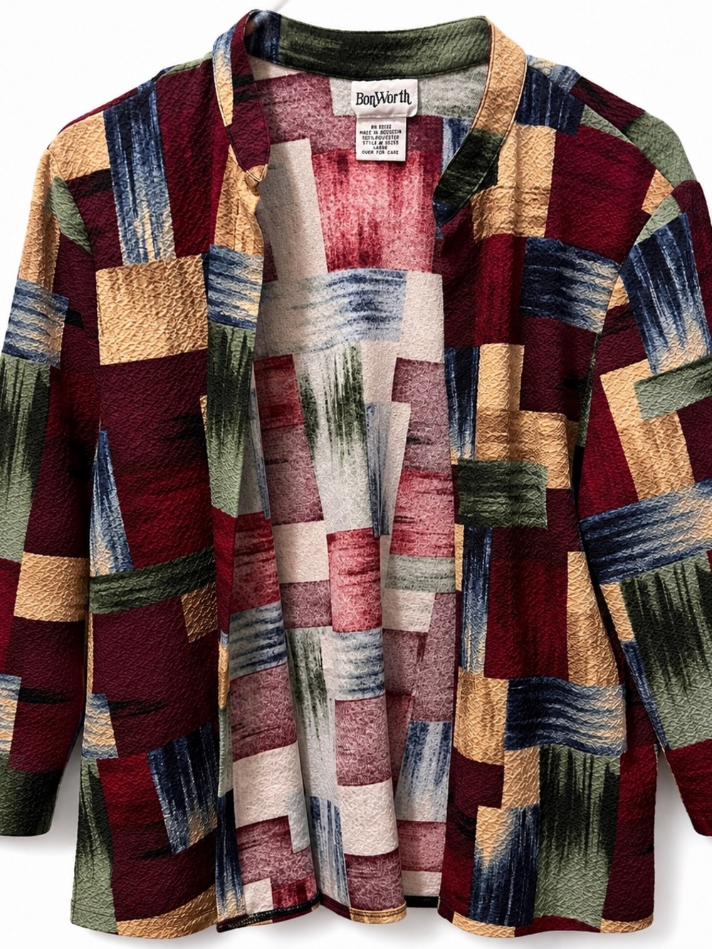 BonWorth Large Colorful Abstract Patchwork Cardigan Jackets